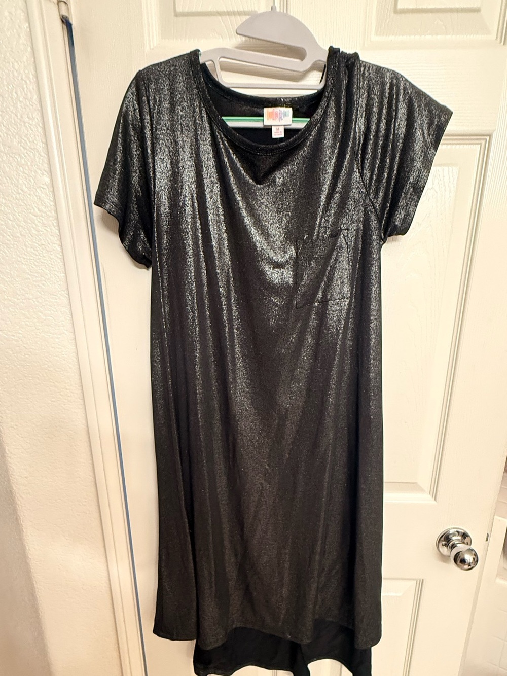 LuLaRoe Shimmery Black High-Low Short Sleeve Dress